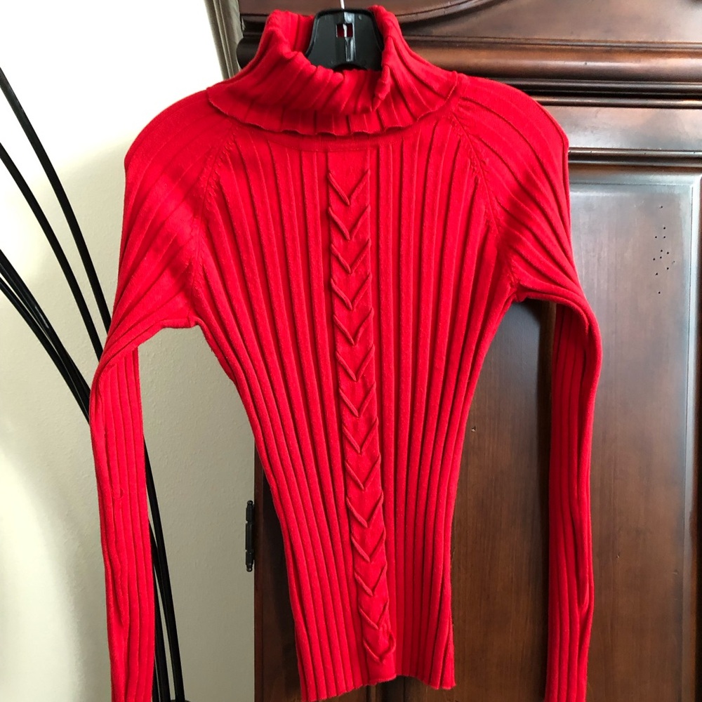 Belldini Vibrant Red Ribbed Turtleneck Sweater